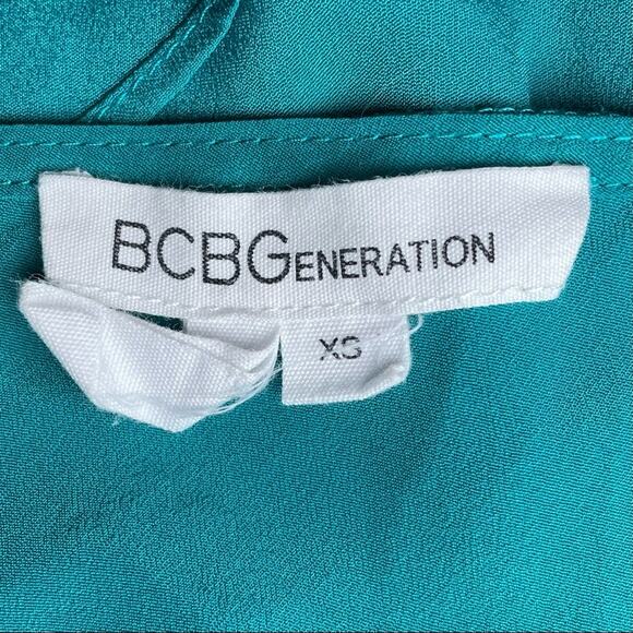 BCBG Y2K VINTAGE RETRO CUTOUT TEAL OPEN BACK TULIP SKIRT DRESS  SUNDRESS- XS - Picture 4 of 6